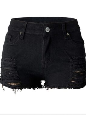 Black Distressed Women’s Denim Shorts